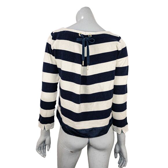 BLUE LABEL CRESTBRIDGE Japan Women's Navy Striped Sweater Size 38 - Picture 2 of 10